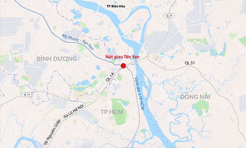 Vị trí nút giao Tân Vạn